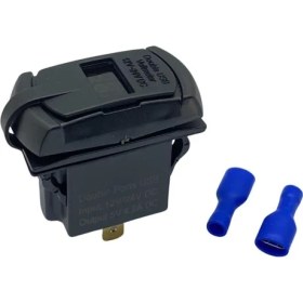 Resim Motoraid 12V-24V Dijital Voltmetre+Şarj Cihazlı (Usb x 2) (4.2A) (Anahtar Tipi) (Mavi Işık) 