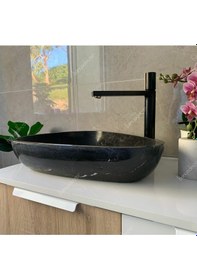 Resim Toros Siyahı Çakıl Taşı Mermer Lavabo 