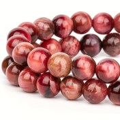 Resim 58/45/36 Adet Doğal Taş Magenta Kaplan Gözü Boncuklar 6/8/10mm Yuvarlak Pürüzsüz Tam Boncuklar Takı Yapımı, DIY El Sanatları, Bileklik, Kolye, Küpe - Kadın Takı Hediye Malzemeleri, Takı Yapım Malzemeleri, Kolye Tasarımı 