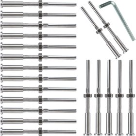Resim Skyeyyt 20PCS Ovisable Turnikli El Elemi Dişli Damızlı Saplama Gerilim Hex Kafa Uç Takım Alıcı Terminali 1/8 Inç Kablo Korkuluk (Yurt Dışından) 