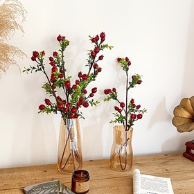 Resim 2 Adet Vintage Yapay Nar & Akçaağaç Çiçek Buketleri Cam Vazolarda - Ev, Bahçe, Düğün, Doğum Günü Dekoru & Estetik Oda Geliştirme, Doğum Günü Partisi Dekoru|Şık Masa Dekoru|Akçaağaç Replikası, Çiçek Süslemeleri 