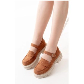 Resim 745-771 Taba Süet Kadın Günlük Yüksek Tabanlı Loafer Ayakkabı Çok Renkli 
