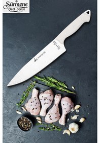Resim Sürmene Serisi Sivri Mutfak Şef Bıçak Et Ekmek Sebze Salata Şef Bıçağı Beyaz Verzalit Sap Hds-159 Beyaz 