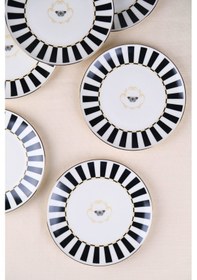 Resim Tabak Evi Porselen Butterfly Collection Altın Yaldızlı Pasta Tabağı Siyah 20,50cm 6 Lı Krem 