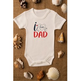 Resim Limon I Love Dad Organik Baskılı Bebek Body Pamuklu Zıbın 