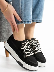 Resim Devida Keten Kadın Siyah Spor Ayakkabı Günlük Rahat Air Taban Sneaker GN150 