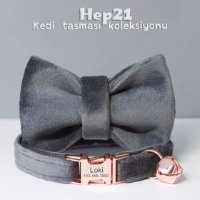 Resim Cat collar, cat collar with bell named Kadife 755153 - Black COLLAR + BOWTIE / S/M 