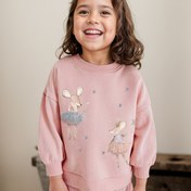 Resim Kızlar için tül etekli elbise üzerine hayvan desenli sweatshirt, rahat sweatshirt 