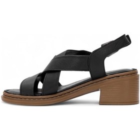 Resim Mammamia D25ys-2560 Deri Comfort Kadın Sandalet Siyah 