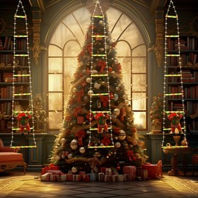 Resim 1 Yeni Su Geçirmez LED Merdiven Noel Baba Işık Dizisi Oluşturmak İçin Noel Atmosferi Noel Süsü Işık Dizisi USB Uzaktan Kumanda Dekoratif Işık Gökkuşağı LED Dekoratif Işık 3m/1.7m Açık Avlu Dekoratif Işık 