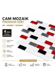 Resim maycollection Tezgah Arası 4 Mm Kristal Cam Mozaik Kırmızı Siyah Beyaz Gümüş Sim 1 Kutu = 1 M2 Fiyatıdır 