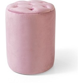 Resim Chester Puf- Kapitoneli Puf - Yuvarlak Puf Makyaj Masası Pufu - Dekoratif Ayak Uzatma Pufu Pembe 