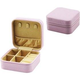 Resim Luz&pos Mini Fermuarlı Takı Kutusu - Çanta Suni Deri 4 Bölme+6 Yüzüklük+3 Küpelik+file 10x10cm - Y: Çok Renkli 