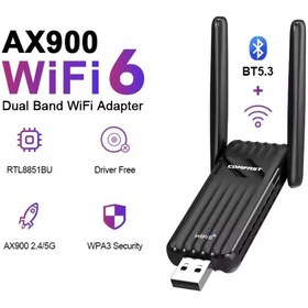 Resim Comfast 943f Wifi+bluetooth Adaptör Çift Anten Yüksek Çekim 900mb 