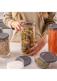 Resim Lav Duo Saklama Kabı 12 Li - Cam Kavanoz Erzak Saklama Kabı Seti Takımı Gri 3 Boy 