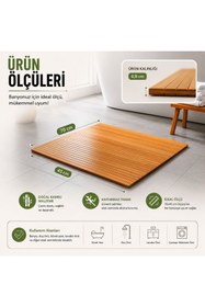 Resim Myplas Ahşap Kaydırmaz Banyo Paspası Matı 45x70 