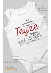 Resim Bizi Çekemeyenlere Ne Diyorduk Teyze Baskılı Bebek Zıbını Çıtçıtlı Body %100 Pamuk Sıfır Kol Beyaz 