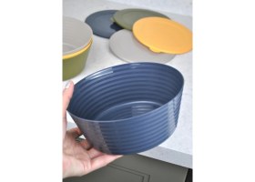 Resim Qualitev 4 Adet Plastik Kapaklı Kase Seti Renkli Saklama Kabı Salata Kase 18X7 cm 1500 ml 