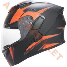 Resim Kc-çene Açılır Vizörlü Kask Siyah-kırmızı Beden L 