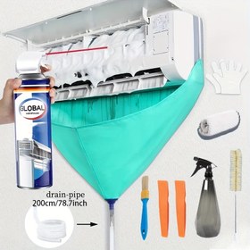 Resim 1/6/8 adet 102.87 cm Büyük AC Temizlik Kapağı ve Yeniden Kullanılabilir Su Torbası ile - Çift Katmanlı Kalın Dayanıklı Plastik, Elektrik Gerekmez, HVAC Üniteleri için Süngerler & Püskül Şişesi Dahil, Manuel Temizlik Aksesuarı | Etkili Temizlik Tasarımı 
