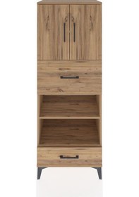 Resim Hyperion Dolap 4 Raflı 2 Çekmeceli 2 Kapaklı 60x44x163 Çam-çam Çam 