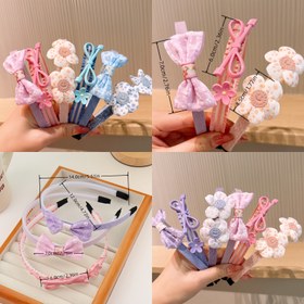 Resim Çocuklar için 3-Lü Çiçekli Mesh Baş Bantları - Honey Kız Tarzı Sürtünmez Saç Bantları - Tüm Mevsim Gündelik Giyim Plastik Aksesuarları - Karma Renk 