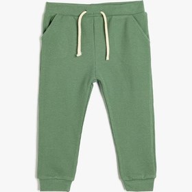 Resim Koton Basic Eşofman Altı Dokulu Beli Bağlamalı Pamuklu Yeşil 5wmb40006tk Yeşil 