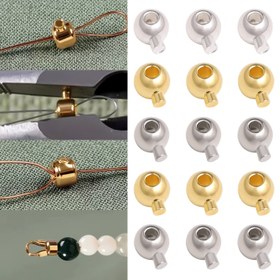 Resim DIY Kolye Bileklik Takı Yapımı Aksesuarları için 3mm Paslanmaz Çelik Klips Toka Uçlu Son Bağlantı Boncuklar, 10 Adet 