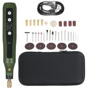 Resim Teltree 5 Hız Ayarlı 4.2v Şarjlı El Taşlama Seti, 34 Parça Aksesuarlı, Taşlama/kesme/cilalama/matkap İçin, Yeşil 