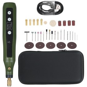 Resim Teltree 5 Hız Ayarlı 4.2v Şarjlı El Taşlama Seti, 34 Parça Aksesuarlı, Taşlama/kesme/cilalama/matkap İçin, Yeşil 
