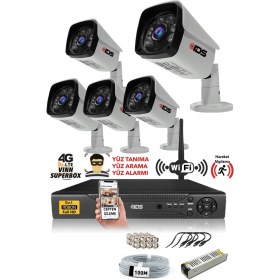 Resim Ids - 5 Kameralı 5 Mp Sony Lensli 1080P Full HD Güvenlik Kamerası Sistemi - Hard Disksiz 