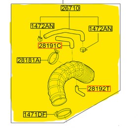 Resim Kia Rio Hava Giriş Hortumu Orjinal | 281401W500 