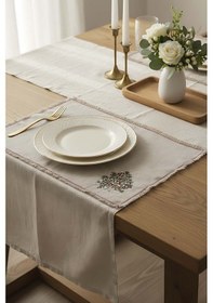 Resim Rivaistanbul Çam Ağacı Nakışlı Hasır Görünümlü Kenarları Püsküllü 2' Li Amerikan Servis Seti Çok Renkli 