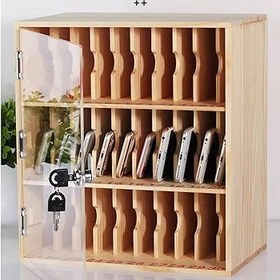 Resim Büyük Kapasiteli Telefon Soyunma Kutusu - Okullar için Duvara Monte 20 Izgara Cep Telefonu Depolama Dolabı, Sınıf ve Ofis Kullanımı için Dayanıklı ve Verimli Nizer 