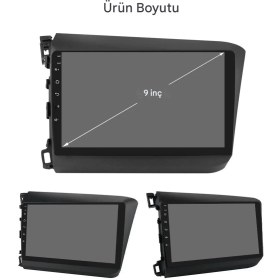 Resim Otolas Honda Civic Wifi Gps Carplay 9 Inç 6+128GB Kamera Multimedya Navigasyon Sistemi - 2012-2015 Model 