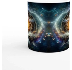 Resim Balık Burcu Baskılı Kahve Kupası - Zamanın Çarkları Astroloji Mekanizması Vs2 