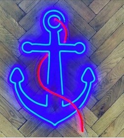 Resim Gemi Çapası Neon Led Işık Renkli 