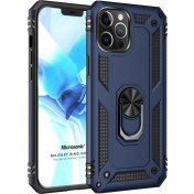 Resim Apple Iphone 12 Pro Max Kılıf Military Ring Holder Lacivert Microsonic