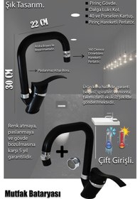 Resim Mutfak, Lavabo, Banyo Duş Bataryası Robot Duş Takımı Siyah 