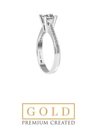 Resim Beyaz Altın Sertifikalı Premium Created Taşlı 0.84 Ct Effect Tektaş Yüzük Beyaz 
