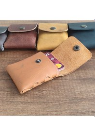 Resim Sumerian Leather Craft Minimalist Deri Kartlık Taba 
