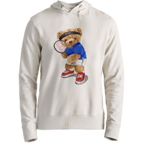 Resim Alfa Tshirt Tennis Tedy Bear Ekru Çocuk Sweatshirt 