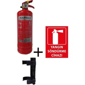 Resim Mapeks Yangın Tüpü 1 KG + Plastik Aparatı ve Yangın Tüpü Levhası 