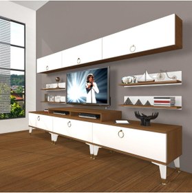 Resim Decoraktiv Ekoflex 8y Mdf Gold Tv Ünitesi Tv Sehpası - Ceviz - Beyaz 