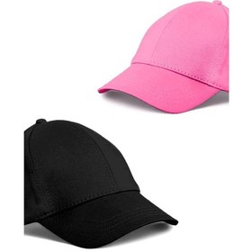 Resim Unisex Siyah Ve Pembe Rengi 2'li Beyzbol Şapka Seti - Unisex Siyah - Pembe 