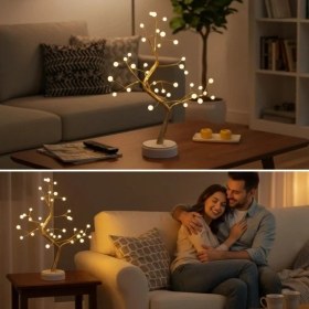 Resim Eco Lounge Masaüstü Boncuklu Şarjlı Ağaç Lamba 