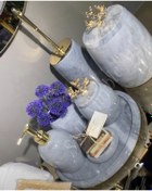 Resim Sümeyra Marble Art Dekoratif Gri Mermer Banyo Seti Takımı Gold Detaylı 7 Li Tasarım Set 