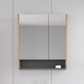 Resim Bonitobagno Alberi Legnano Aynalı 60 cm Banyo Dolabı Üst Modül Açık Ceviz 