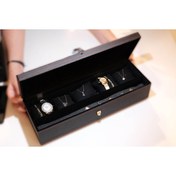 Resim Adalinhome Deri Ahşap Saat Aksesuar Takı Kutusu Yastıklı Siyah 