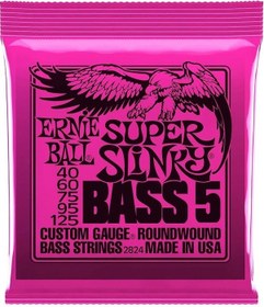 Resim Ernie Ball P02824 Super Slinky Nickel 40-125 5 Telli Bass Gitar 